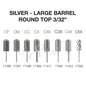 Creation Silver Carbide- Large Barrel-Round Top- 3/32" Set