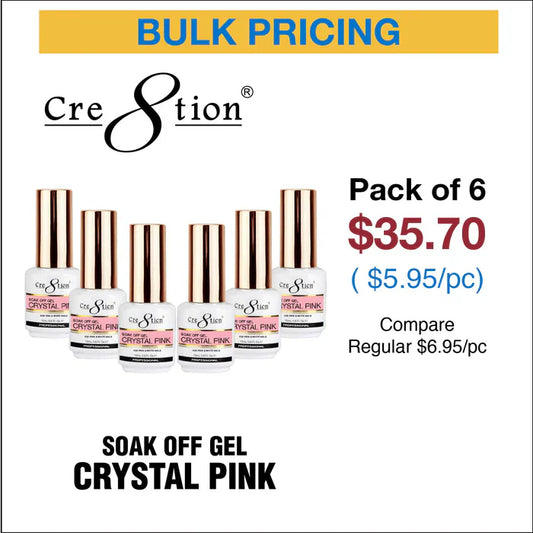 Creation Soak Off Gel Crystal Pink 0.5oz (pack of 6)