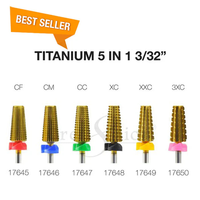Creation Titanium 5 in 1 Nail Filing Bit 3/32" Set