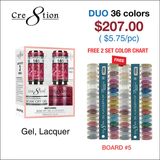 Creation Matching Color - 36 colors Board 5 #145-#180 w/ 2 Color Chart Duo