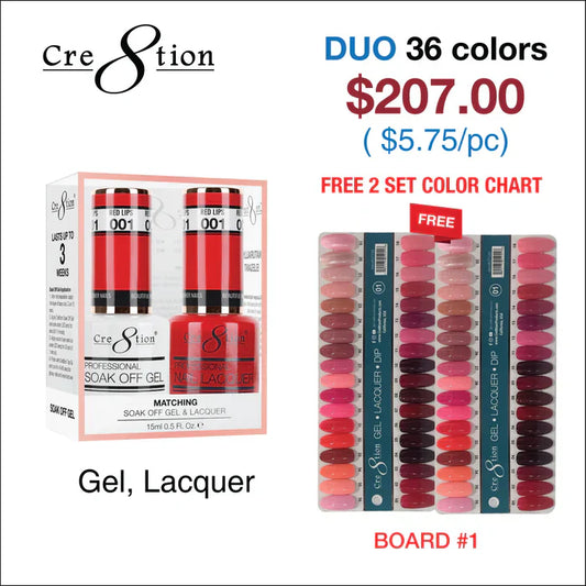 Creation Matching Color - 36 colors Board 1 #01-#36 w/ 2 Color Chart Duo