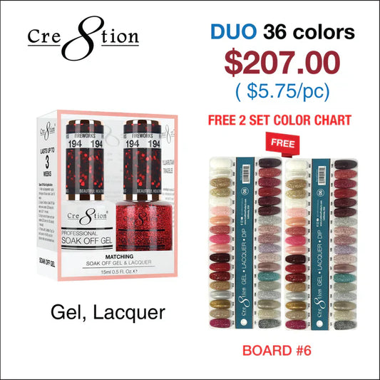 Creation Matching Color - 36 colors Board 6 #181-#216 w/ 2 Color Chart Duo