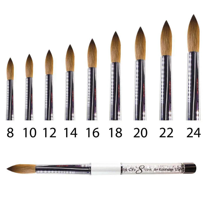 Creation Kolinsky Acrylic Brush - Rhinestone Handle