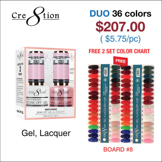 Creation Matching Color - 36 colors Board 8 #253-#288 w/ 2 Color Chart Duo