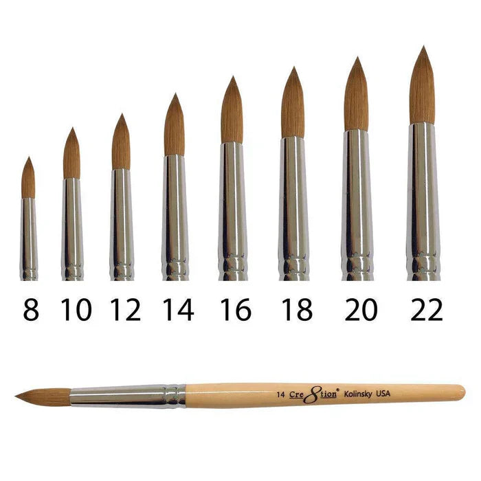 Creation Kolinsky Acrylic Brush - Yellow Wood Handle
