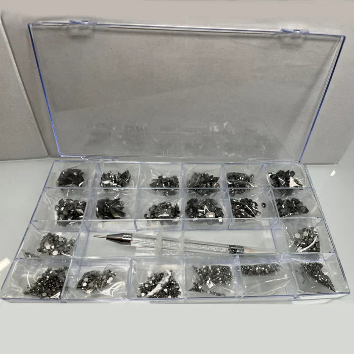 Creation Nail Art Rhinestones Decoration Set Black
