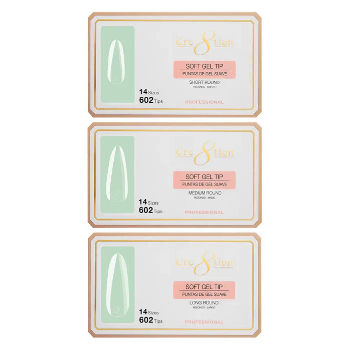 Creation Soft Gel Tip Combo 3 Sizes - ROUND ( S - M - L )