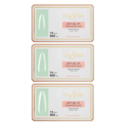 Creation Soft Gel Tip Combo 3 Sizes - ROUND ( S - M - L )