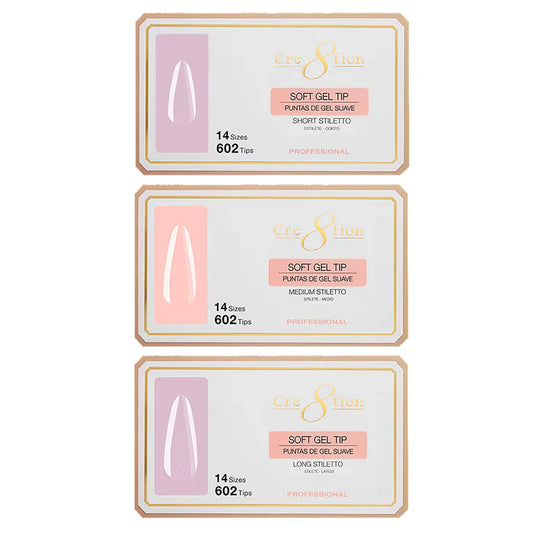 Creation Soft Gel Tip Combo 3 Sizes - STILETTO ( S - M - L )