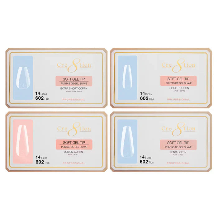 Creation Soft Gel Tip Combo 4 Sizes - COFFIN ( XS - S - M - L )