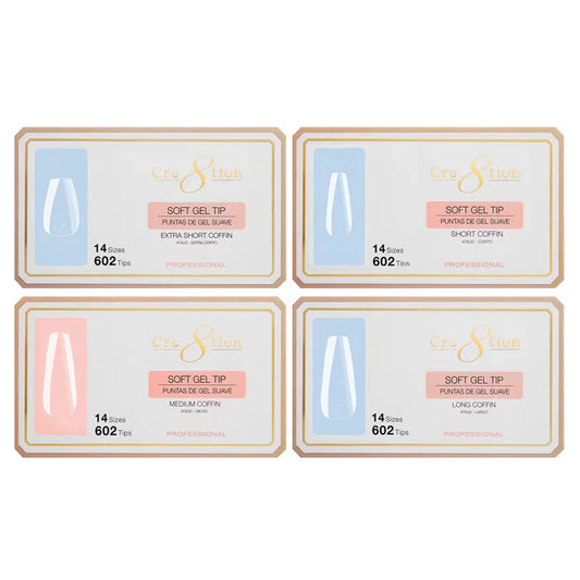 Creation Soft Gel Tip Combo 4 Sizes - COFFIN ( XS - S - M - L )