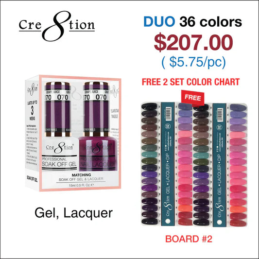 Creation Matching Color - 36 colors Board 2 #37-#72 w/ 2 Color Chart Duo