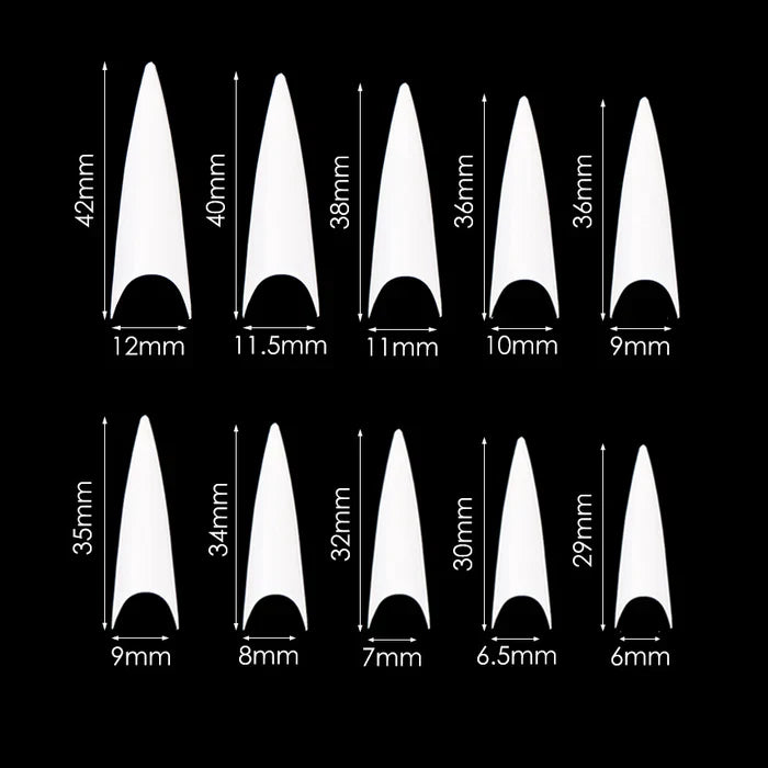 Creation Special Shape - 02 Long Stiletto Nails 600 pcs./box Natural