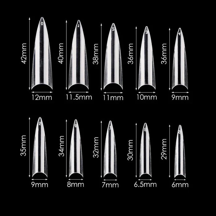 Creation Special Shape - 02 Long Stiletto Nails 600 pcs./box Clear