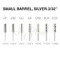 Creation Carbide Small Barrel, Silver 3/32" Set