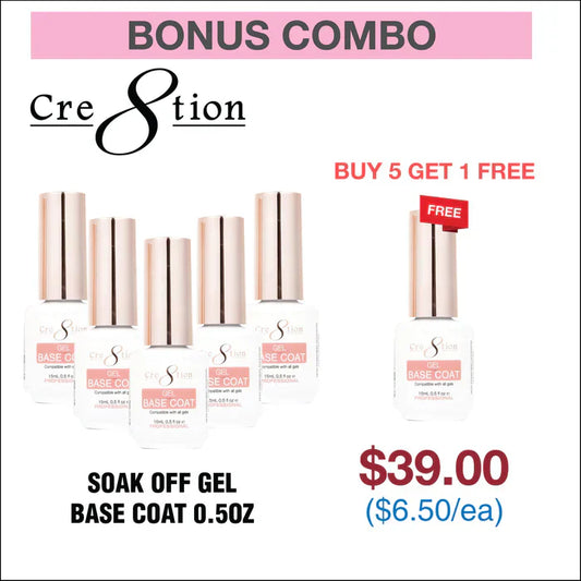 Creation Soak Off Gel - Base Coat 0.5oz pack of 6