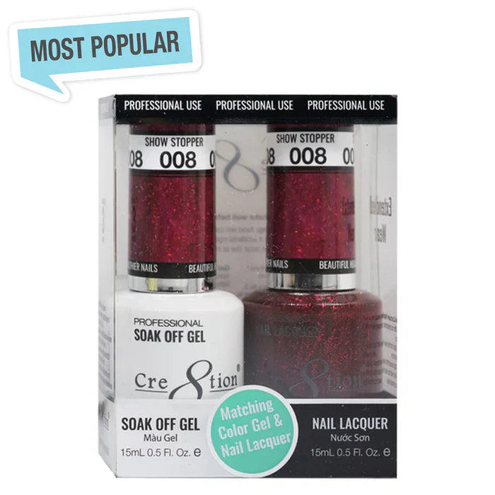 Creation Soak Off Gel Matching Pair 0.5oz 008 SHOW STOPPER (GLITTER)