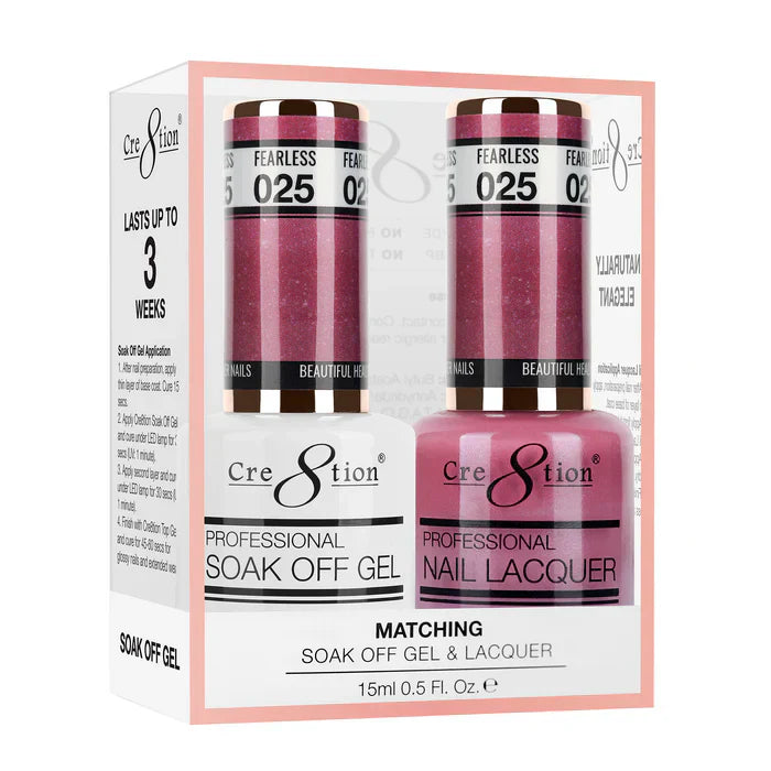 Creation Soak Off Gel Matching Pair 0.5oz 025 FEARLESS (SHIMMERY)