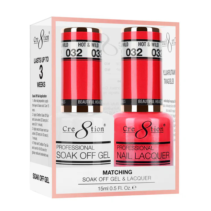 Creation Soak Off Gel Matching Pair 0.5oz 032 HOT AND WILD (NEON)