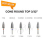 Creation Cone Round Top Nail Filing Bit 3/32" Set