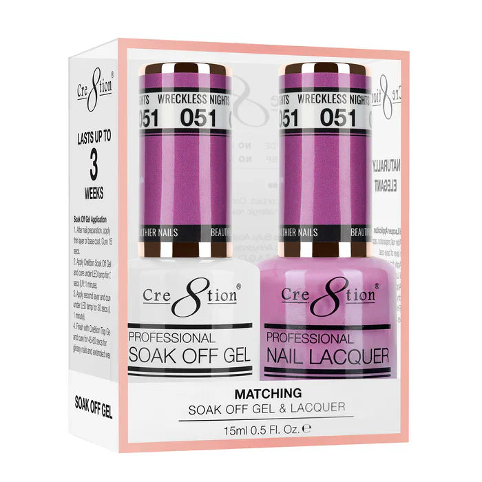 Creation Soak Off Gel Matching Pair 0.5oz 051 WRECKLESS NIGHTS
