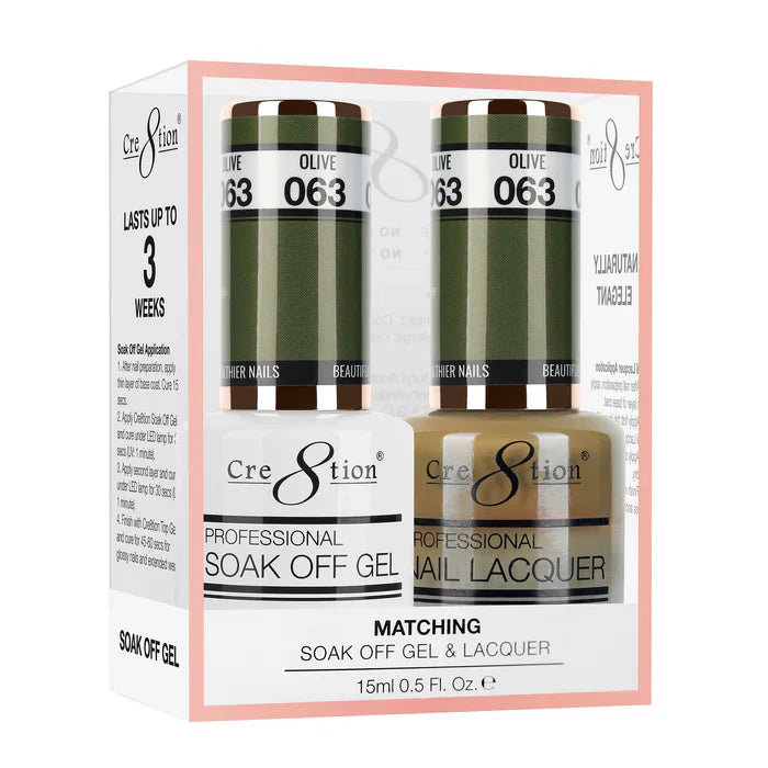 Creation Soak Off Gel Matching Pair 0.5oz 063 OLIVE