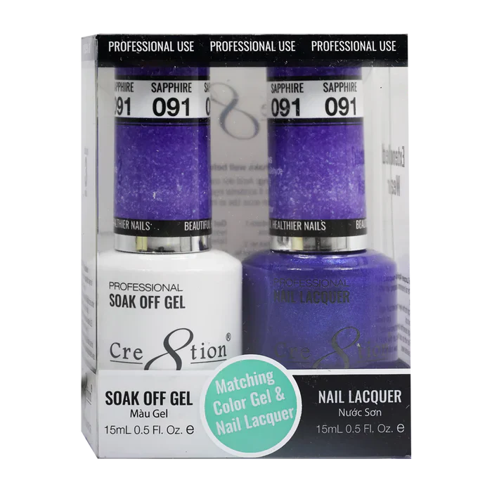 Creation Soak Off Gel Matching Pair 0.5oz 091 SAPPHIRE (SHIMMERY)